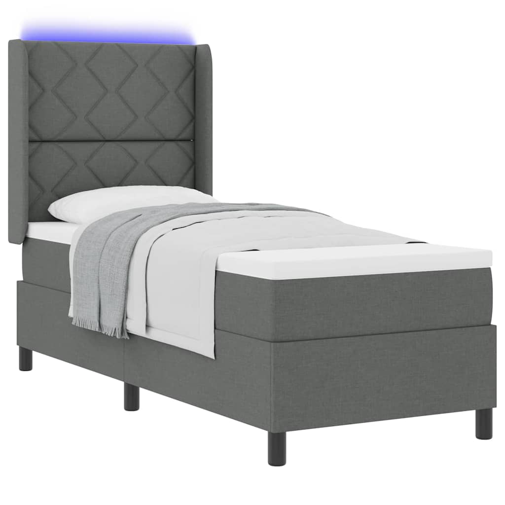 Letto a Sorgente LED Grigio scuro 80 x 200 cm Tessuto