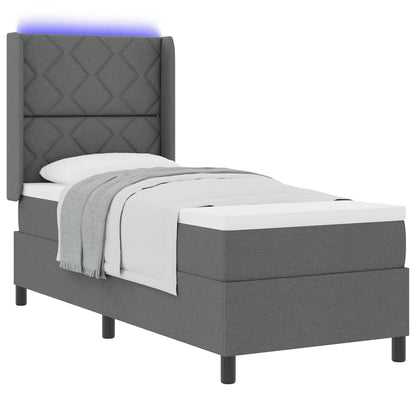 Letto a Sorgente LED Grigio scuro 80 x 200 cm Tessuto