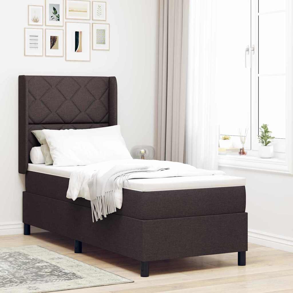 Letto a Sorgente LED Marrone Scuro 80 x 200 cm Tessuto