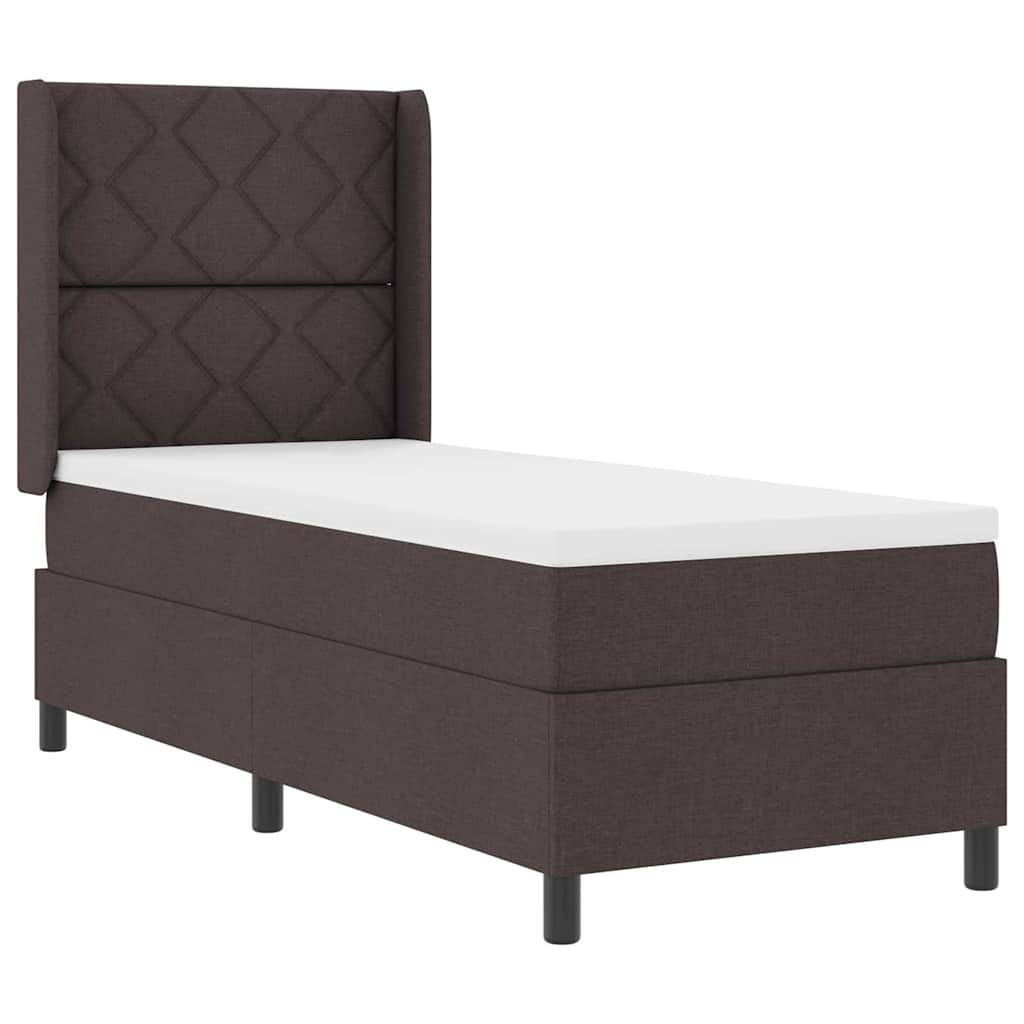 Letto a Sorgente LED Marrone Scuro 80 x 200 cm Tessuto