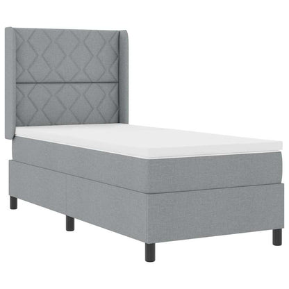 Letto a Sorgente LED Grigio chiaro 100 x 200 cm Tessuto