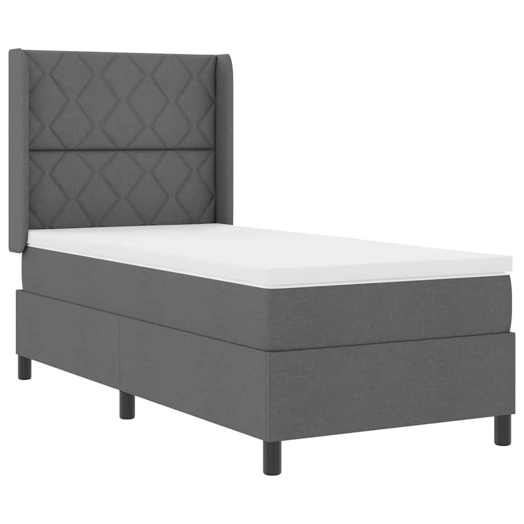 Letto a Sorgente LED Grigio scuro 100 x 200 cm Tessuto