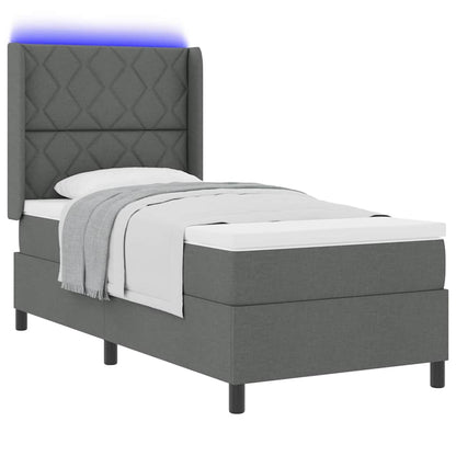 Letto a Sorgente LED Grigio scuro 100 x 200 cm Tessuto