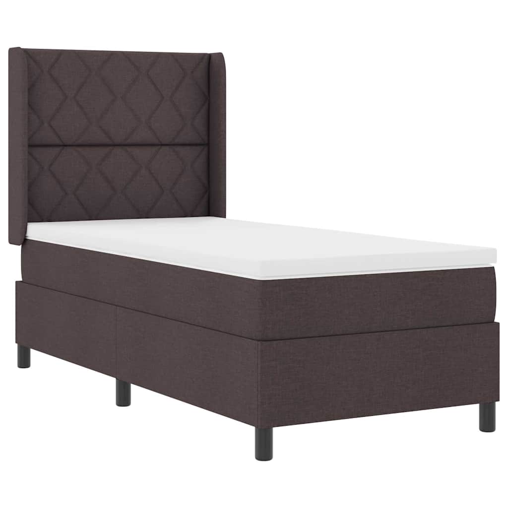 Letto a Sorgente LED Marrone Scuro 100 x 200 cm Tessuto