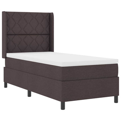 Letto a Sorgente LED Marrone Scuro 100 x 200 cm Tessuto