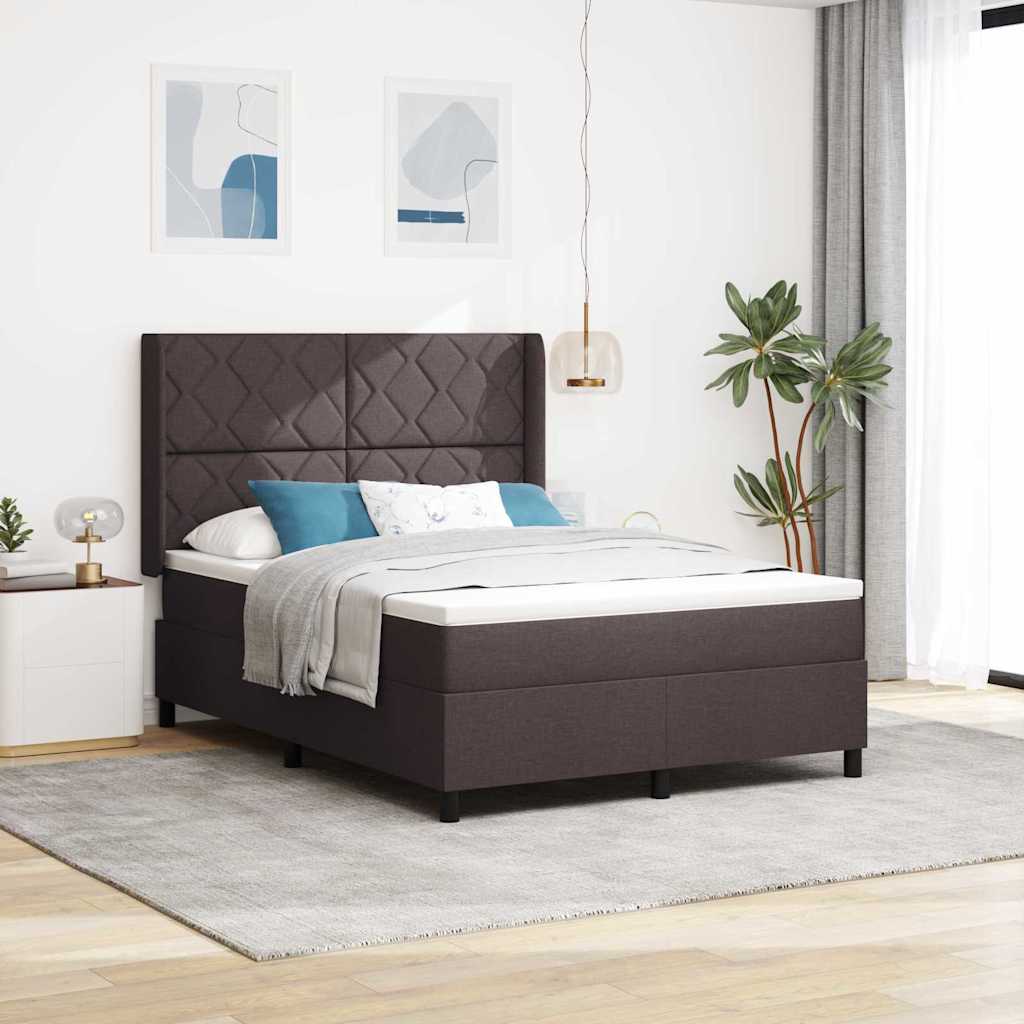 Letto a Sorgente LED Marrone Scuro 160 x 200 cm Tessuto
