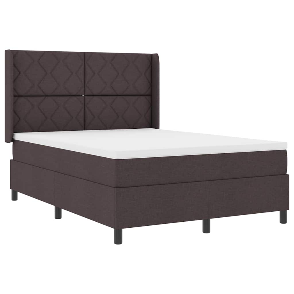 Letto a Sorgente LED Marrone Scuro 160 x 200 cm Tessuto