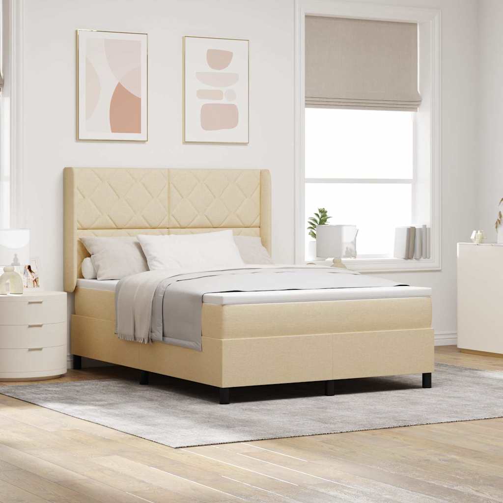 Letto a Sorgente LED con materasso Crema 160 x 200 cm Tessuto