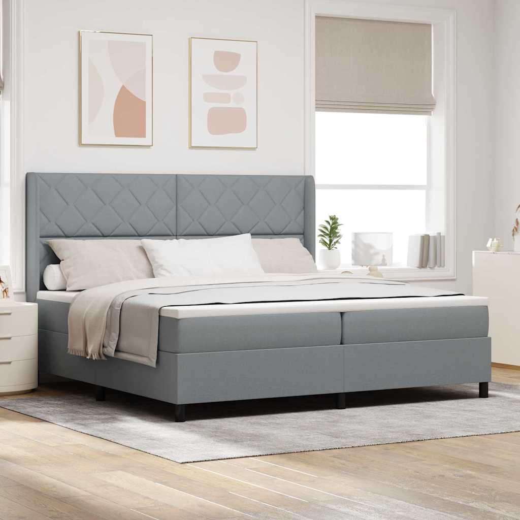 Letto a Sorgente LED Grigio chiaro 200 x 200 cm Tessuto