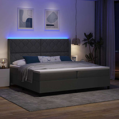 Letto a Sorgente LED Grigio scuro 200 x 200 cm Tessuto