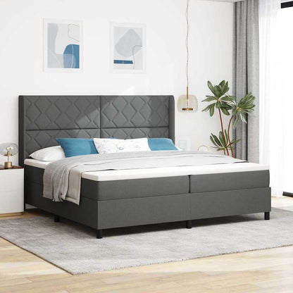 Letto a Sorgente LED Grigio scuro 200 x 200 cm Tessuto