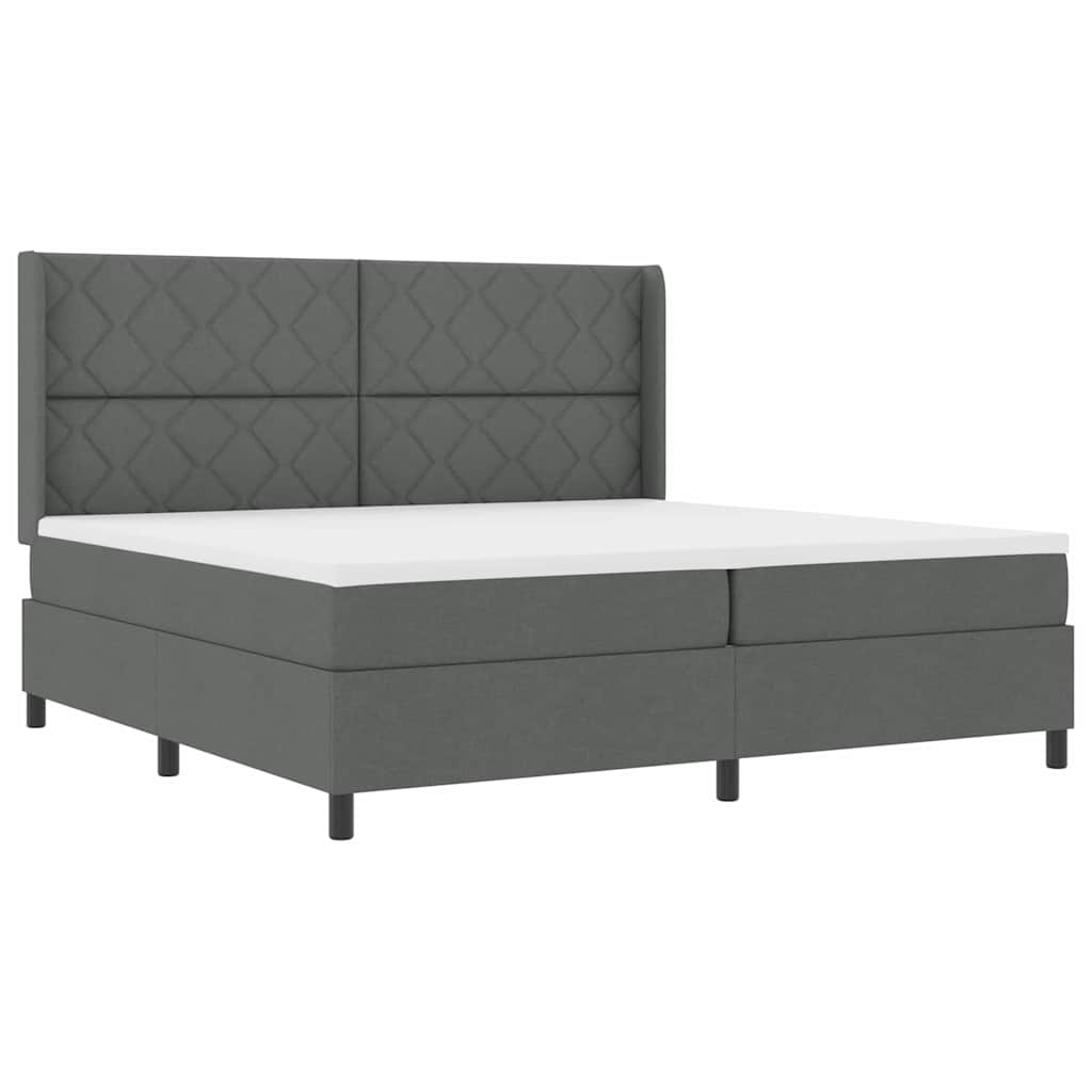 Letto a Sorgente LED Grigio scuro 200 x 200 cm Tessuto