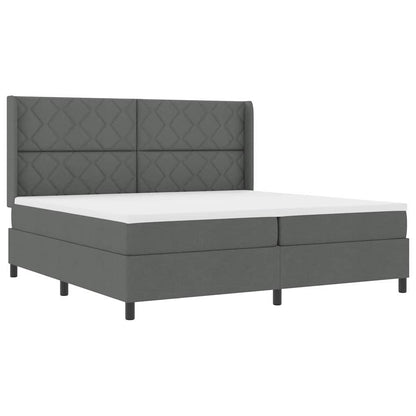 Letto a Sorgente LED Grigio scuro 200 x 200 cm Tessuto