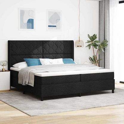 Letto a Sorgente LED con materasso Nero 200 x 200 cm Tessuto