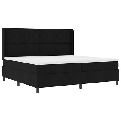 Letto a Sorgente LED con materasso Nero 200 x 200 cm Tessuto