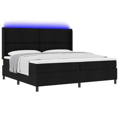 Letto a Sorgente LED con materasso Nero 200 x 200 cm Tessuto