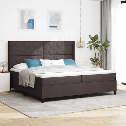 Letto a Sorgente LED Marrone Scuro 200 x 200 cm Tessuto