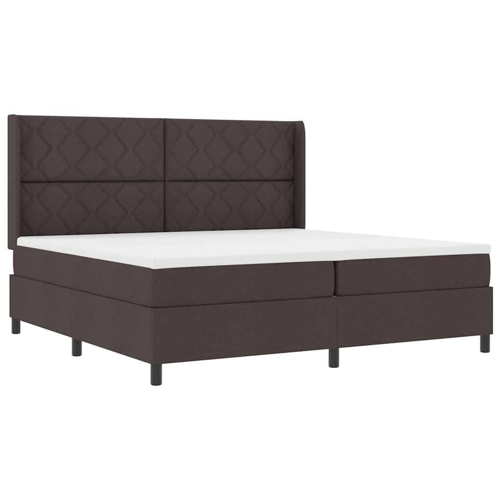 Letto a Sorgente LED Marrone Scuro 200 x 200 cm Tessuto