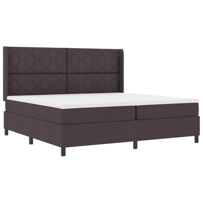 Letto a Sorgente LED Marrone Scuro 200 x 200 cm Tessuto