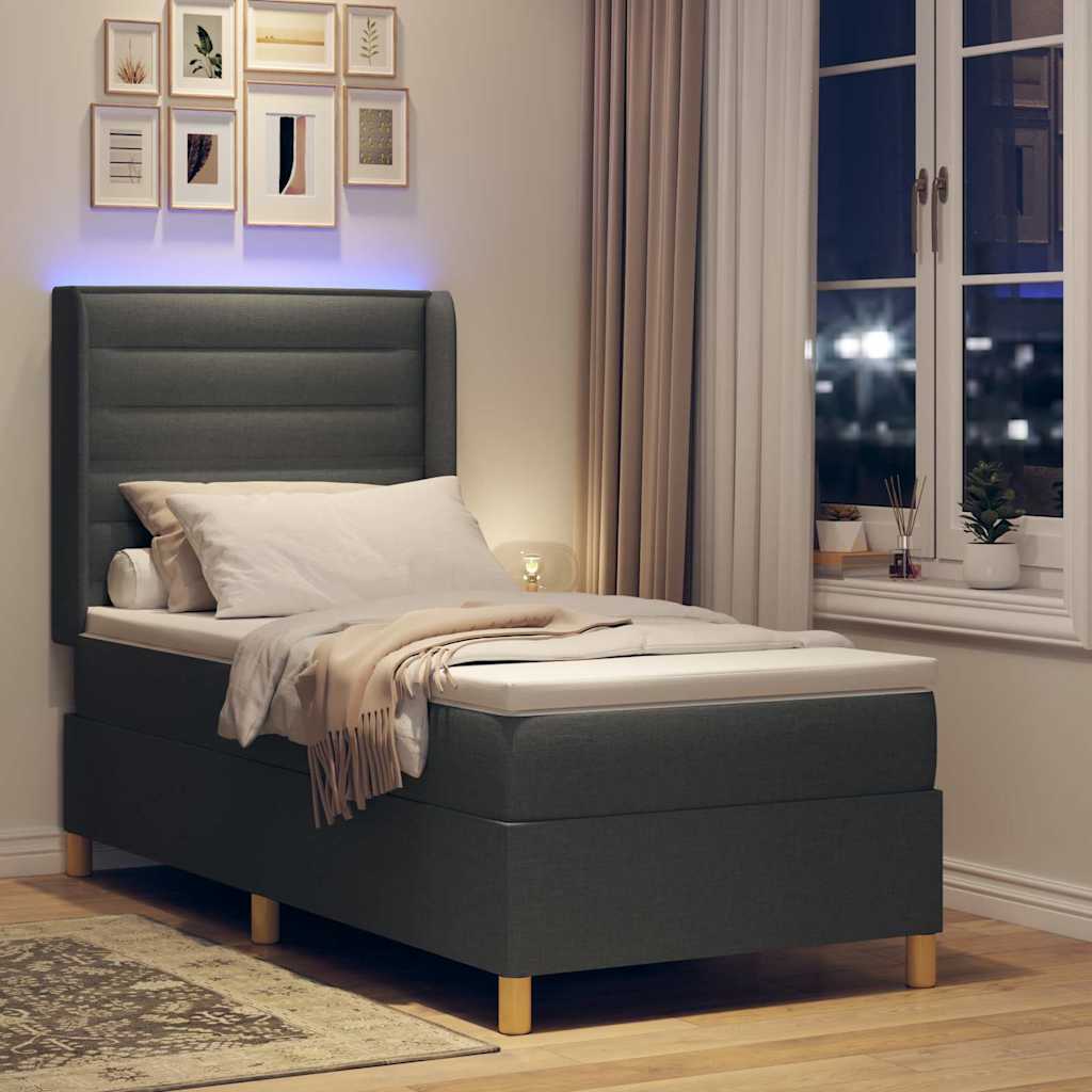 Letto a molle con materasso Grigio 80 x 200 cm Tessuto