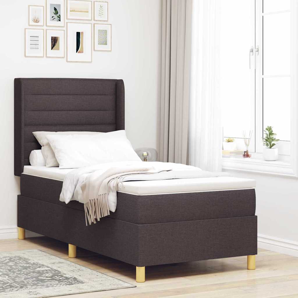 Letto a molle con materasso Marrone 80 x 200 cm Tessuto
