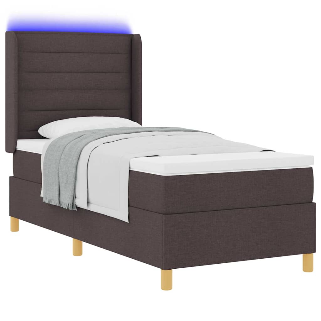 Letto a molle con materasso Marrone 80 x 200 cm Tessuto