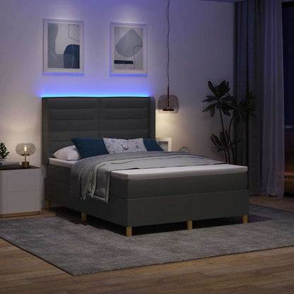 Letto a molle con materasso con led Grigio 160 x 200 cm Tessuto