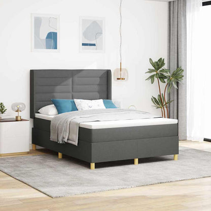Letto a molle con materasso con led Grigio 160 x 200 cm Tessuto