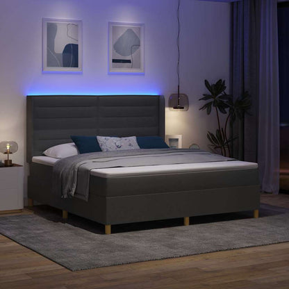 Letto a molle con materasso con led Grigio 180 x 200 cm Tessuto