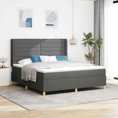 Letto a molle con materasso con led Grigio 180 x 200 cm Tessuto