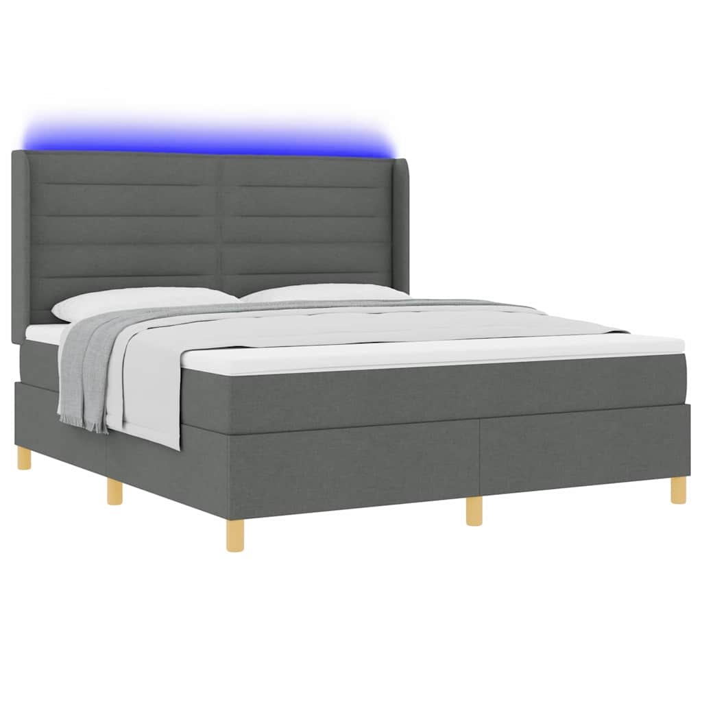 Letto a molle con materasso con led Grigio 180 x 200 cm Tessuto