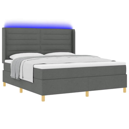 Letto a molle con materasso con led Grigio 180 x 200 cm Tessuto