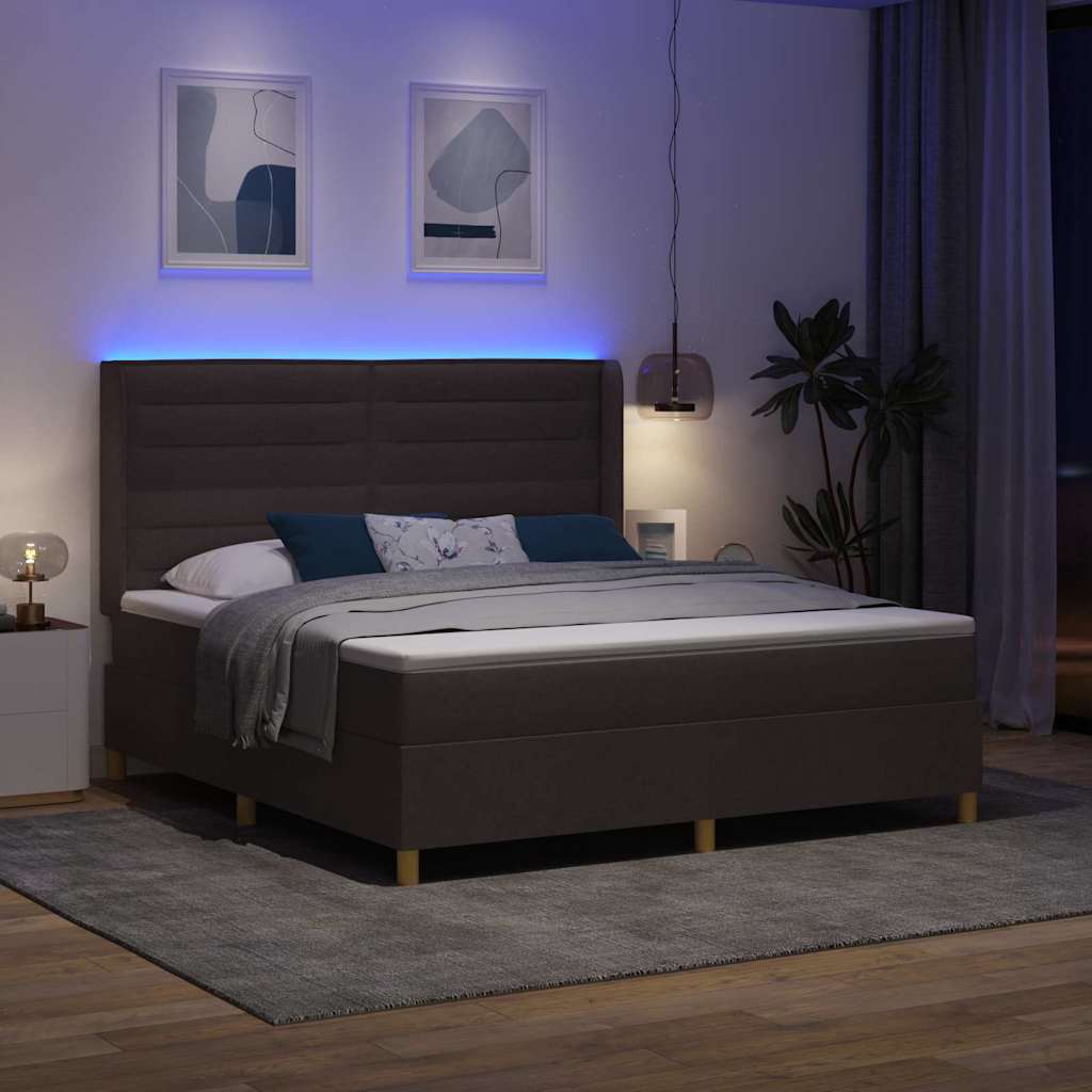 Letto a molle con materasso Marrone 180 x 200 cm Tessuto