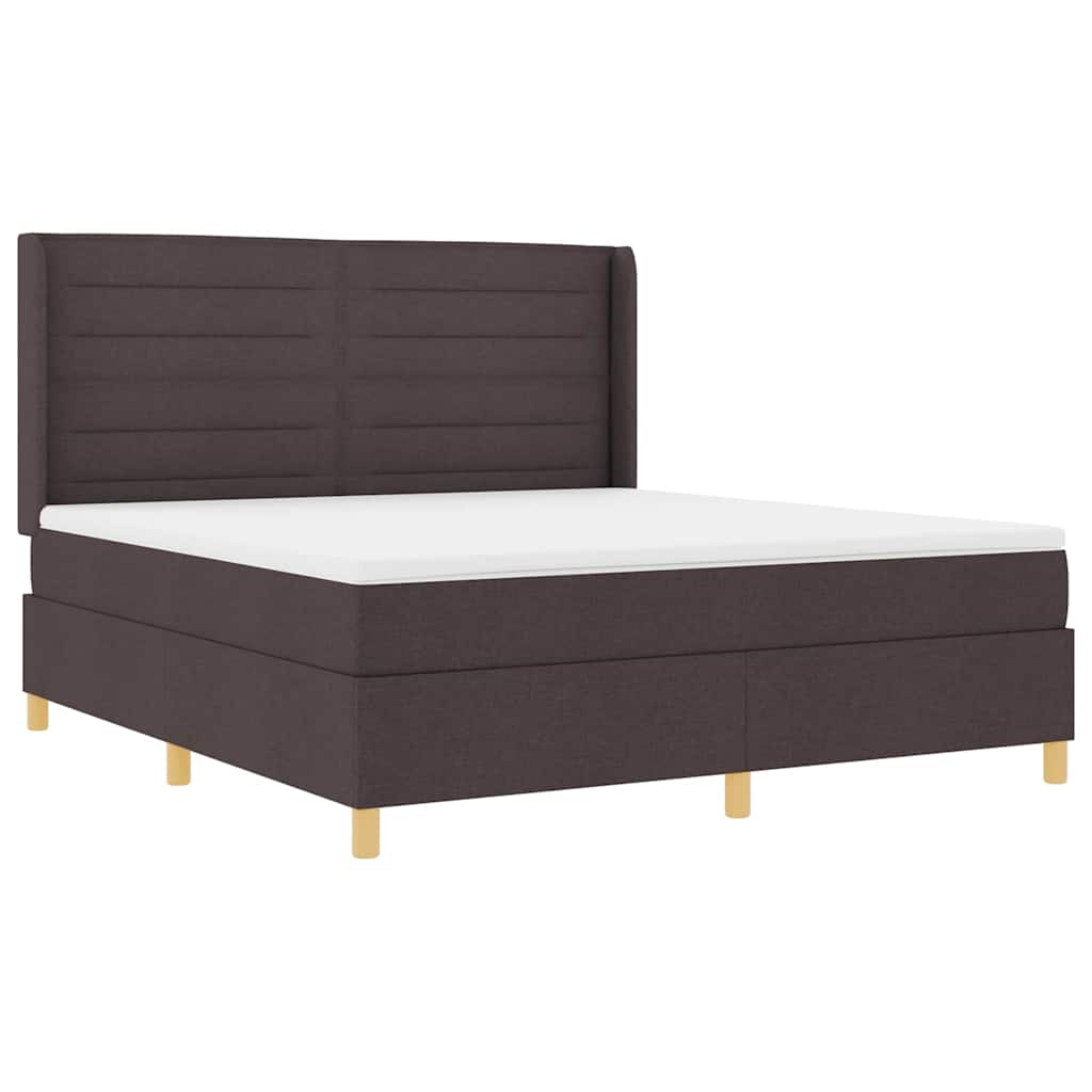 Letto a molle con materasso Marrone 180 x 200 cm Tessuto