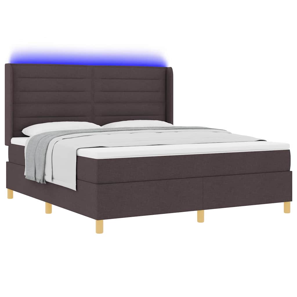 Letto a molle con materasso Marrone 180 x 200 cm Tessuto