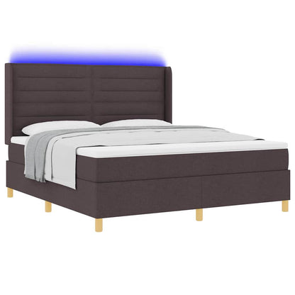 Letto a molle con materasso Marrone 180 x 200 cm Tessuto