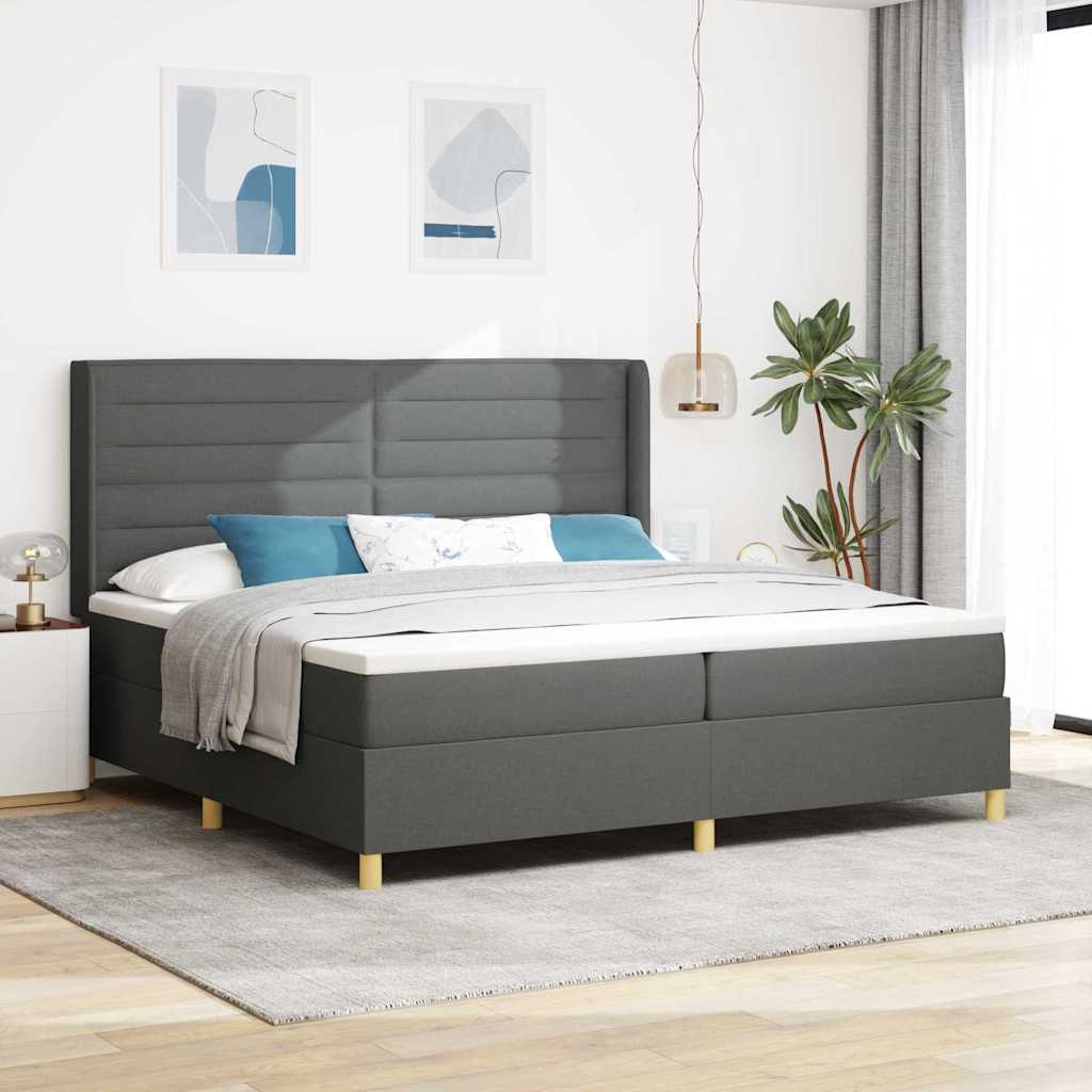 Letto a molle con materasso con led Grigio 140 x 200 cm Tessuto
