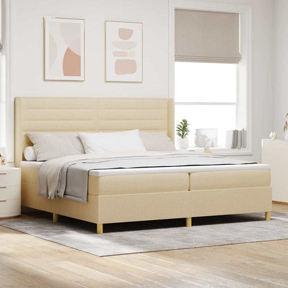 Letto a molle con materasso con led Crema 140 x 200 cm Tessuto