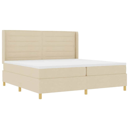Letto a molle con materasso con led Crema 140 x 200 cm Tessuto