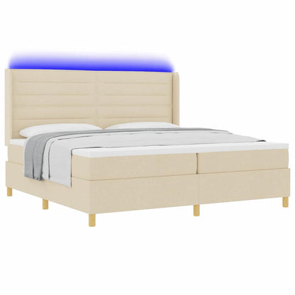 Letto a molle con materasso con led Crema 140 x 200 cm Tessuto