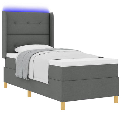 Letto a molle con materasso con led Grigio 80 x 200 cm Tessuto