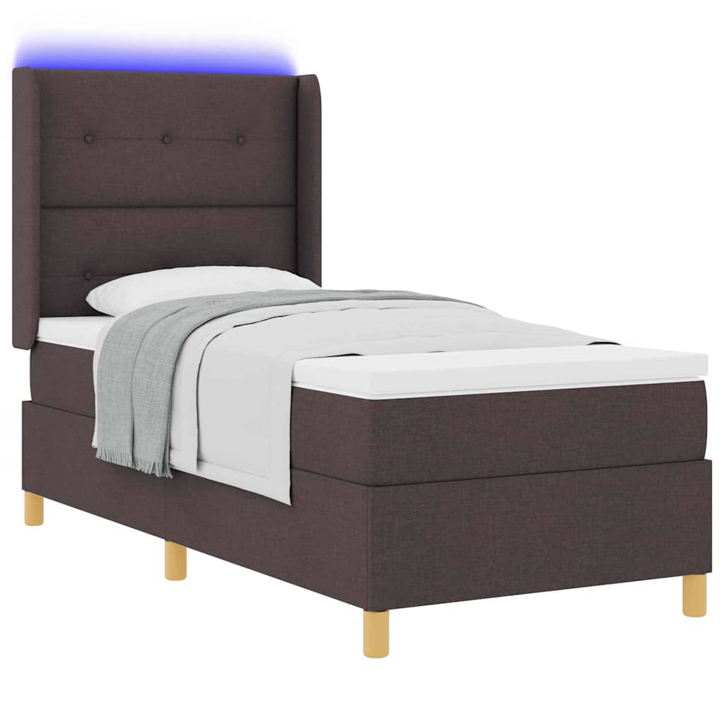 Letto a molle con materasso con led Marrone 80 x 200 cm Tessuto
