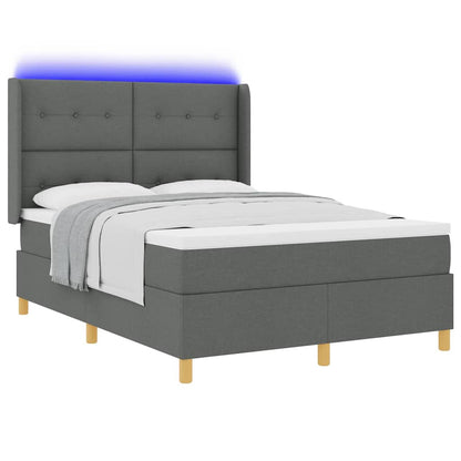 Letto a molle con materasso Grigio 140 x 190 cm Tessuto