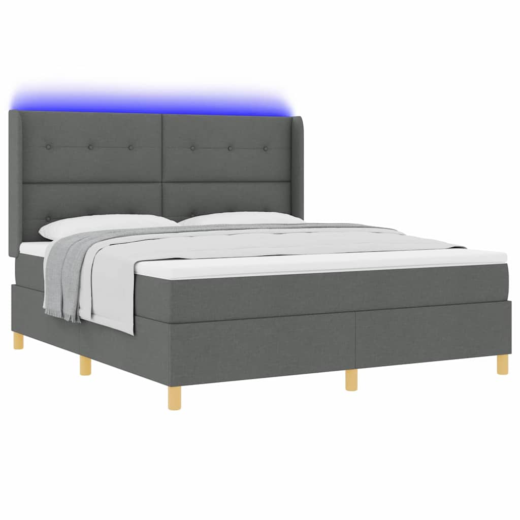 Letto a molle con materasso con led Grigio 180 x 200 cm Tessuto