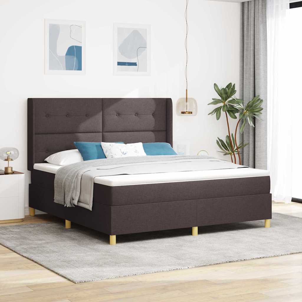 Letto a molle con materasso Marrone 180 x 200 cm Tessuto