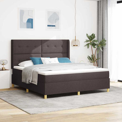 Letto a molle con materasso Marrone 180 x 200 cm Tessuto