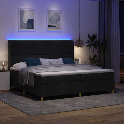 Letto a molle con materasso con led Nero 140 x 200 cm Tessuto