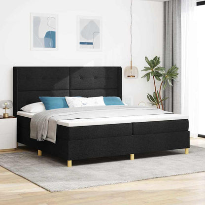 Letto a molle con materasso con led Nero 140 x 200 cm Tessuto