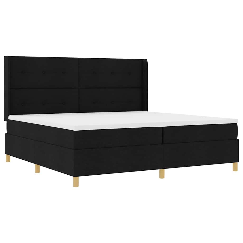 Letto a molle con materasso con led Nero 140 x 200 cm Tessuto