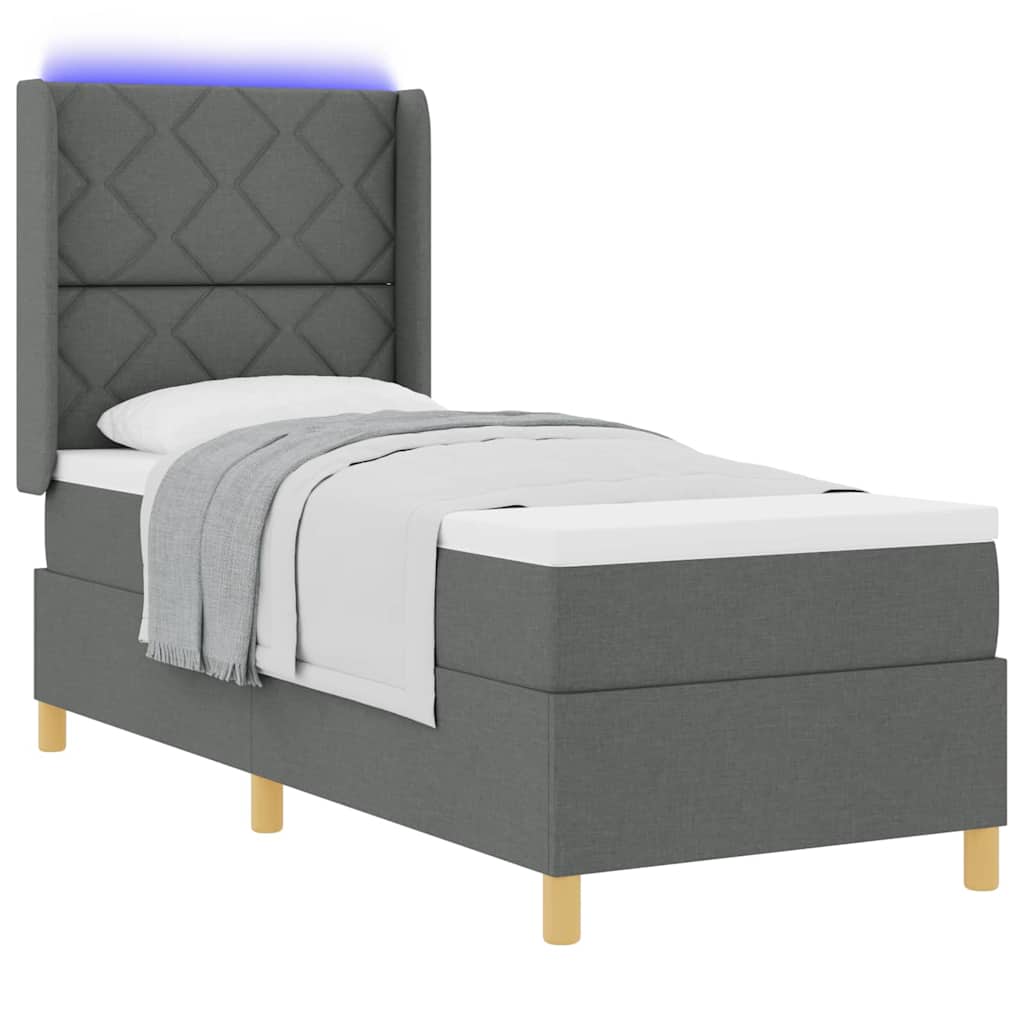 Letto a molle con materasso con led Grigio 80 x 200 cm Tessuto